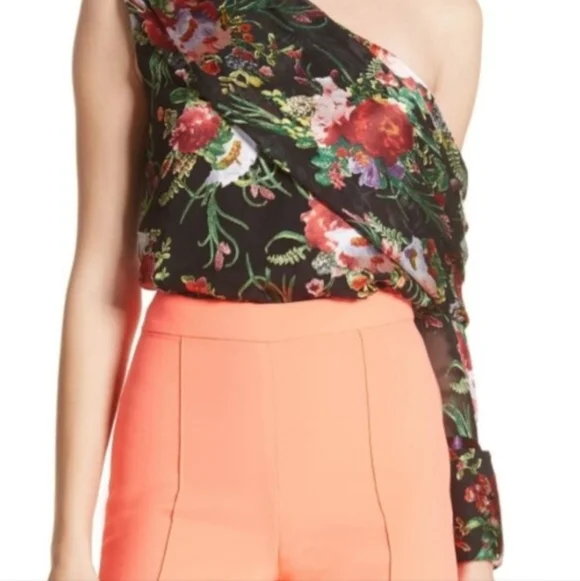 Alice + Olivia serita drape one sleeve top size small - Picture 5 of 11